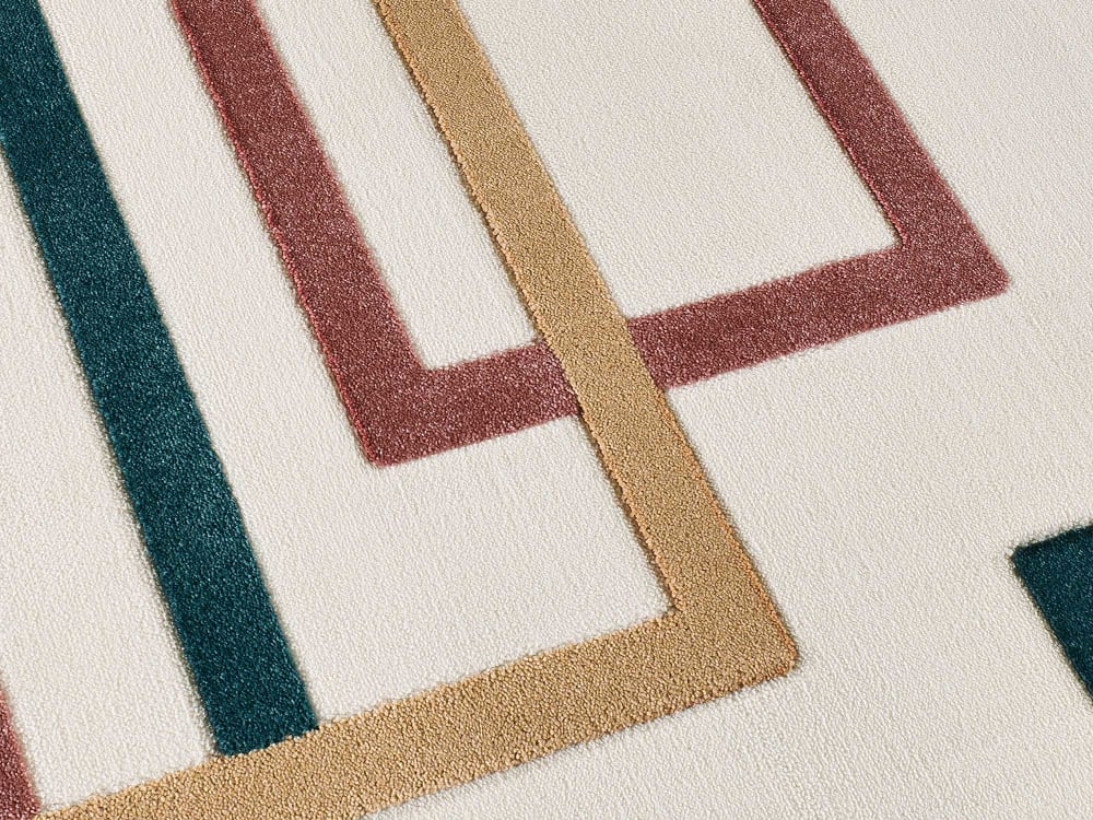 Tapis à relief géométrique blanc/multicolore 80x150 cm — vue 4
