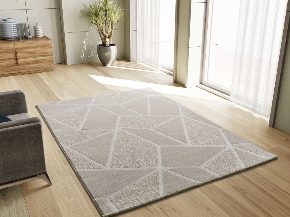 Tapis à relief géométrique blanc/crème 80x150 cm — vue 3