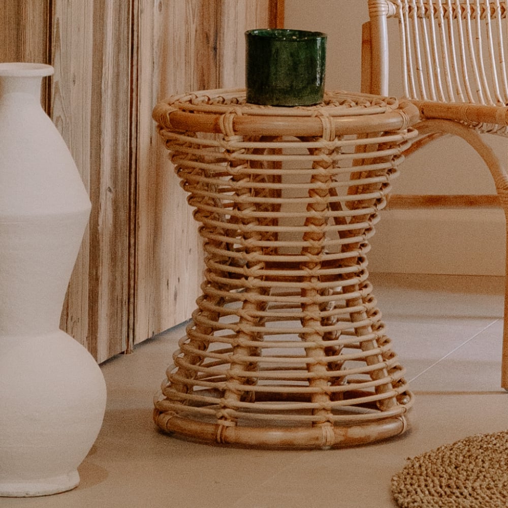 Guéridon naturel en rotin 50x40