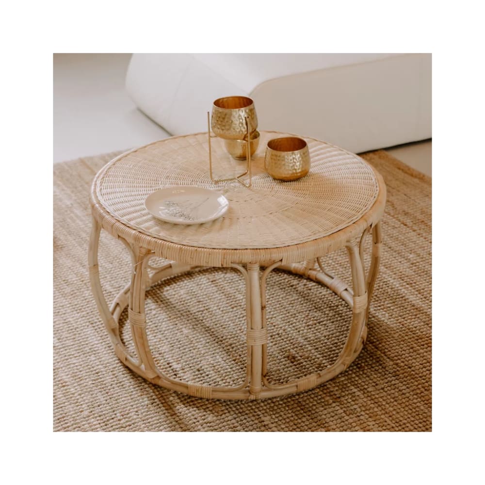 Table basse en rotin ronde 47x80