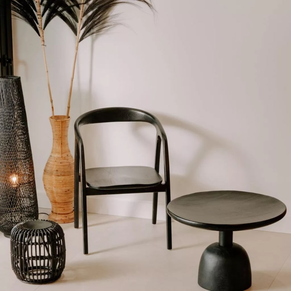Table basse noire ronde en bois 45x65 - Maisons du Monde