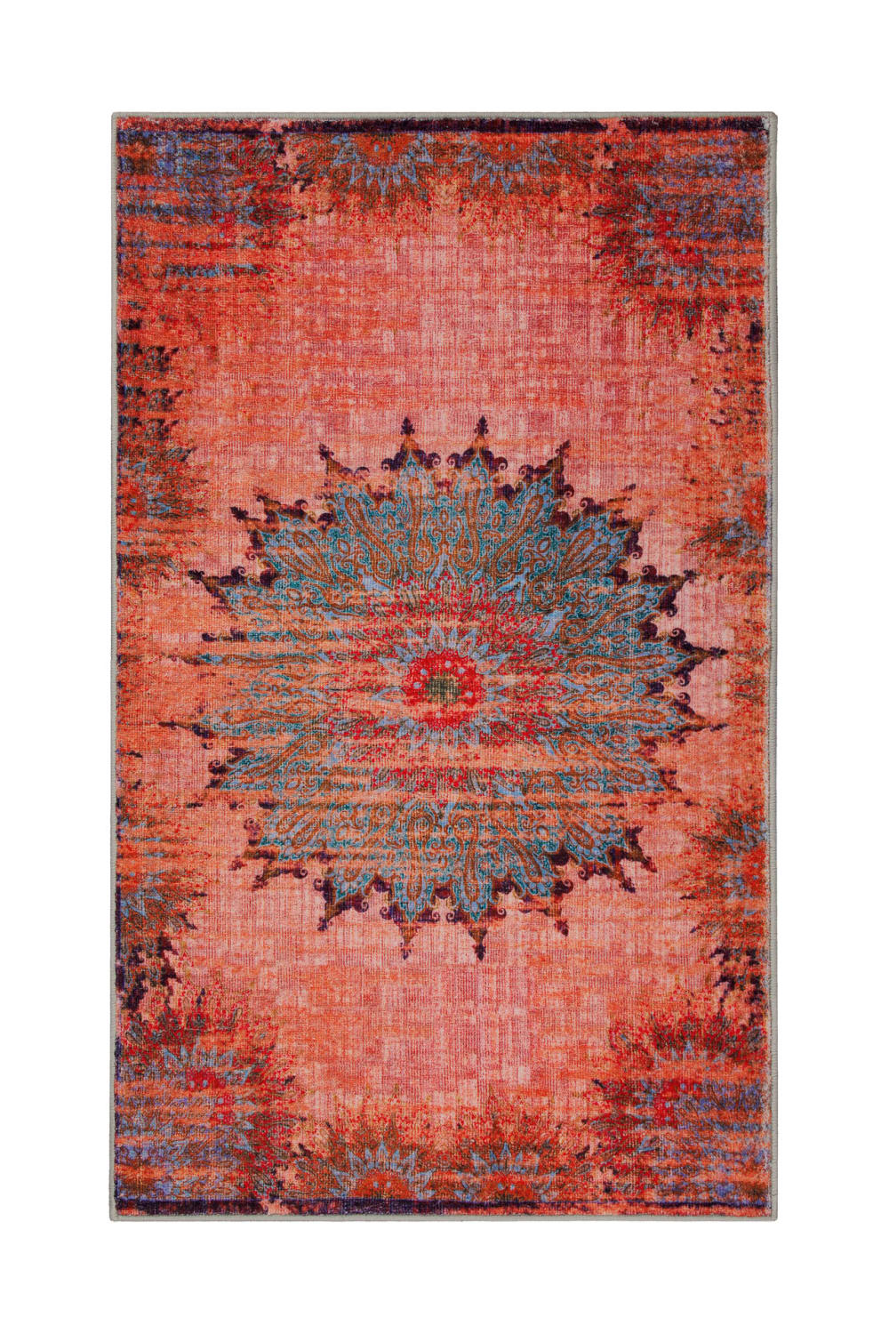 Wecon Home Mehrfarbiger Badteppich mit Digitaldruck 55x65 style vintage Rot Öko-Tex Zertifikat Pes - Polyester