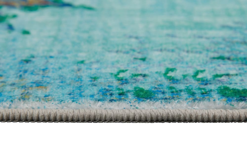Tapis de bain bleu turquoise motif oriental vintage imprimé 70x120 — vue 4