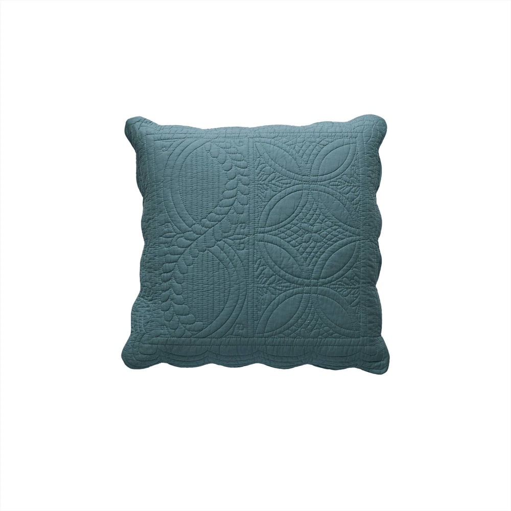 Housse de coussin en coton 370 g/m² bleu canard 40x40cm