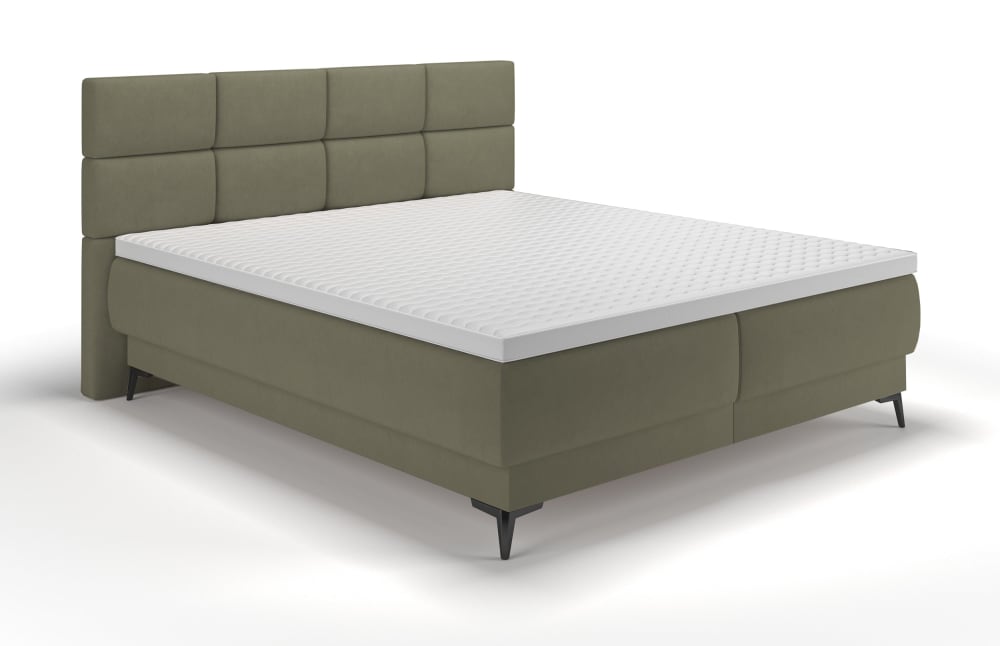 Lit continental 180x200 en velours olive