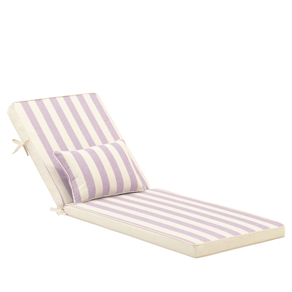 Coussin à rayures avec petit coussin pour chaise longue violet