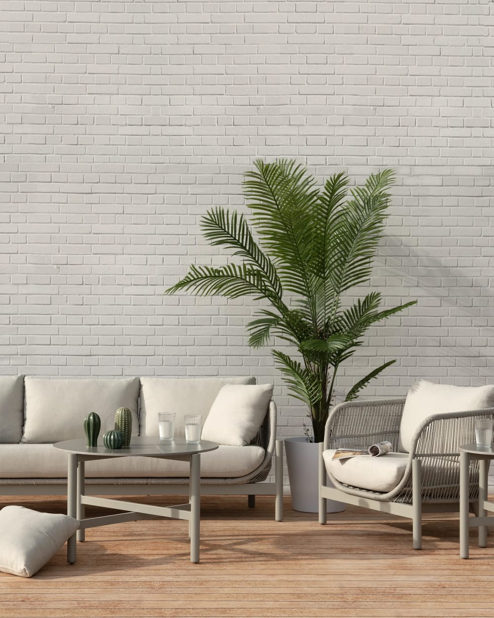 Ensemble de 2 tables et chaises de jardin 5 places imitation pierre