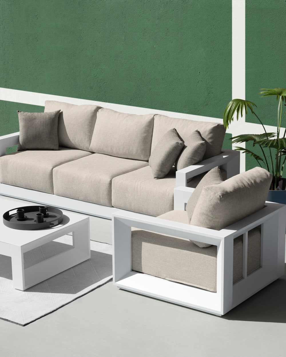 Salon de jardin 7 places aluminium blanc - Maisons du Monde