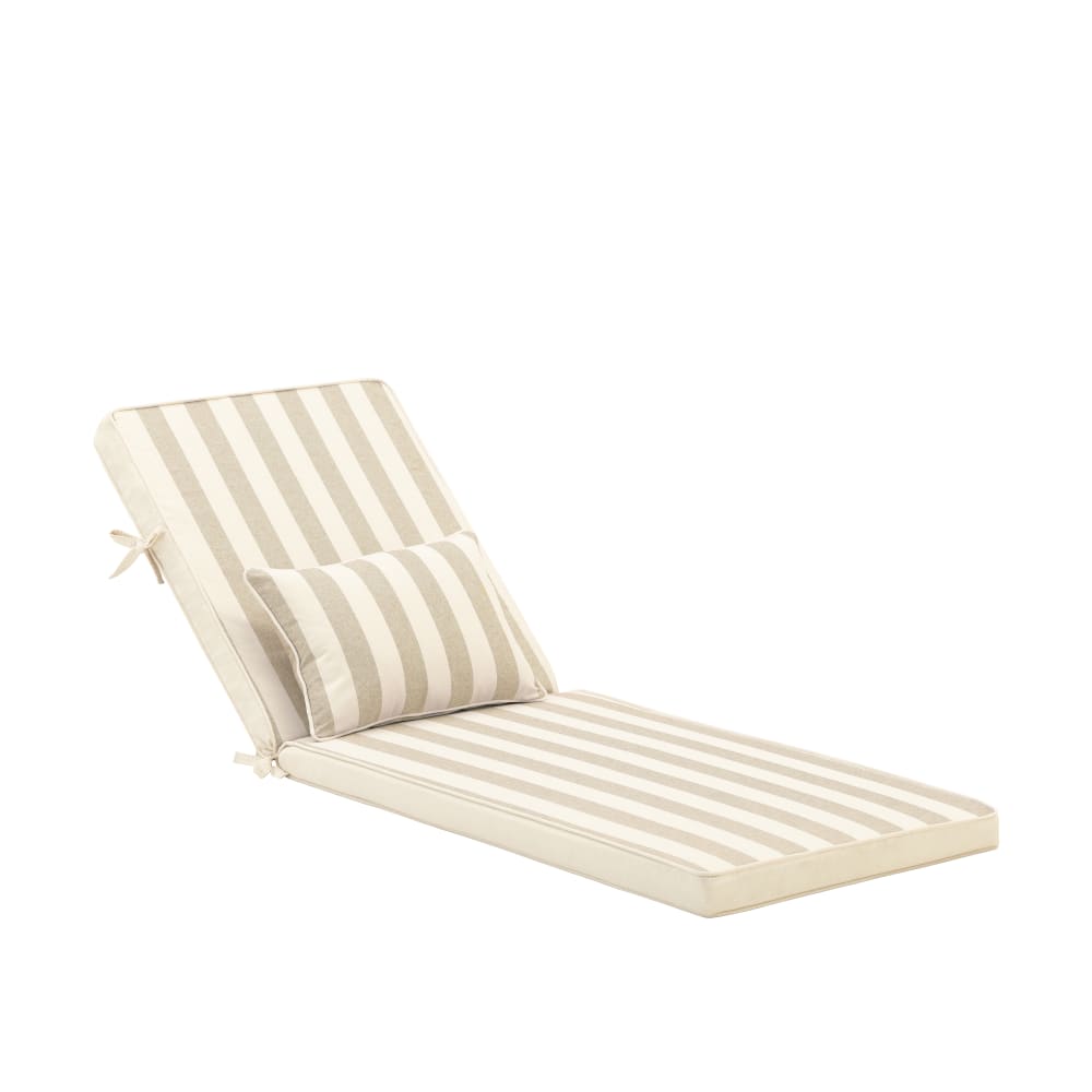 Defora Home 2er Set gestreifte Kissen mit Kopfkissen für Gartenliege beige Farbe - Pes - Polyester