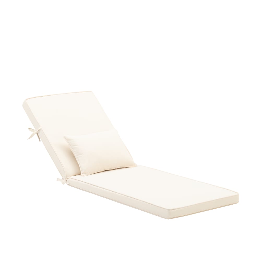 Coussin écru avec petit coussin pour chaise longue de jardin