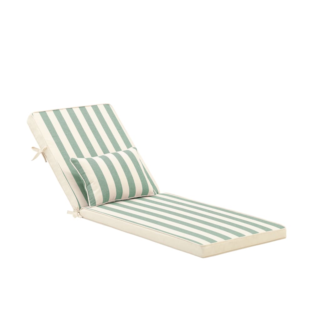 Defora Home Gestreiftes Kissen mit Kopfkissen für Gartenliege Farbe grün - Pes - Polyester