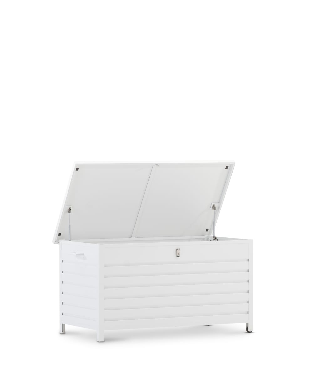 Coffre de jardin avec roues aluminium blanc 141x73x74cm