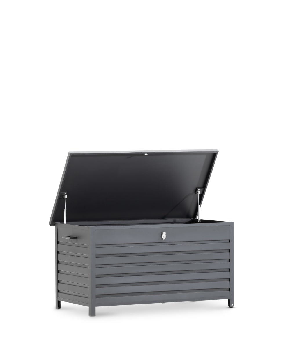 Coffre de jardin avec roues en aluminium anthracite 141x73x74cm