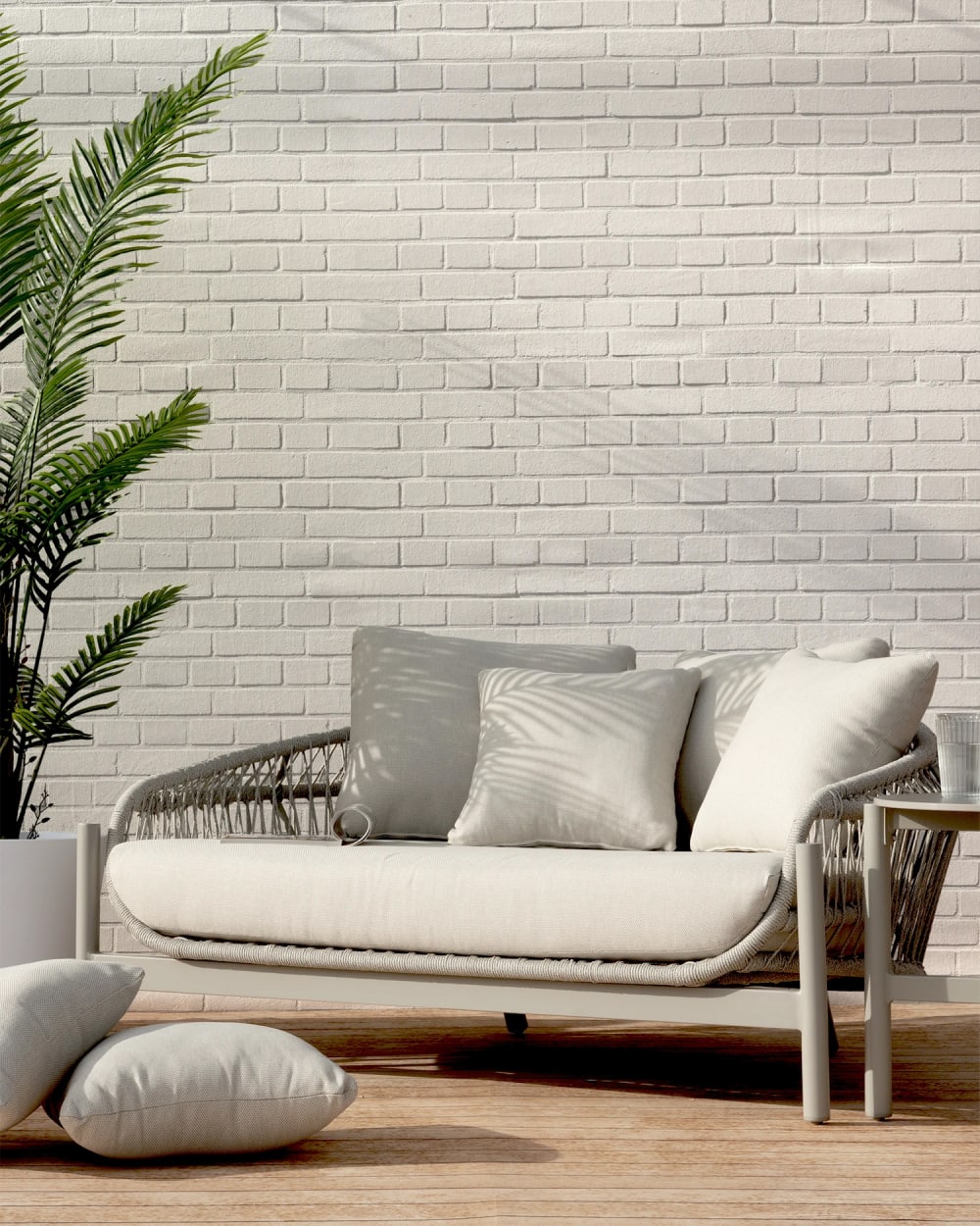 Canapé de jardin en aluminium et corde beige - Maisons du Monde