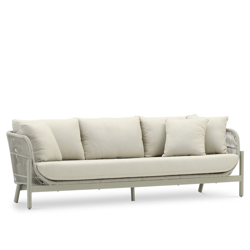 Canapé 3 places beige aluminium et corde beige