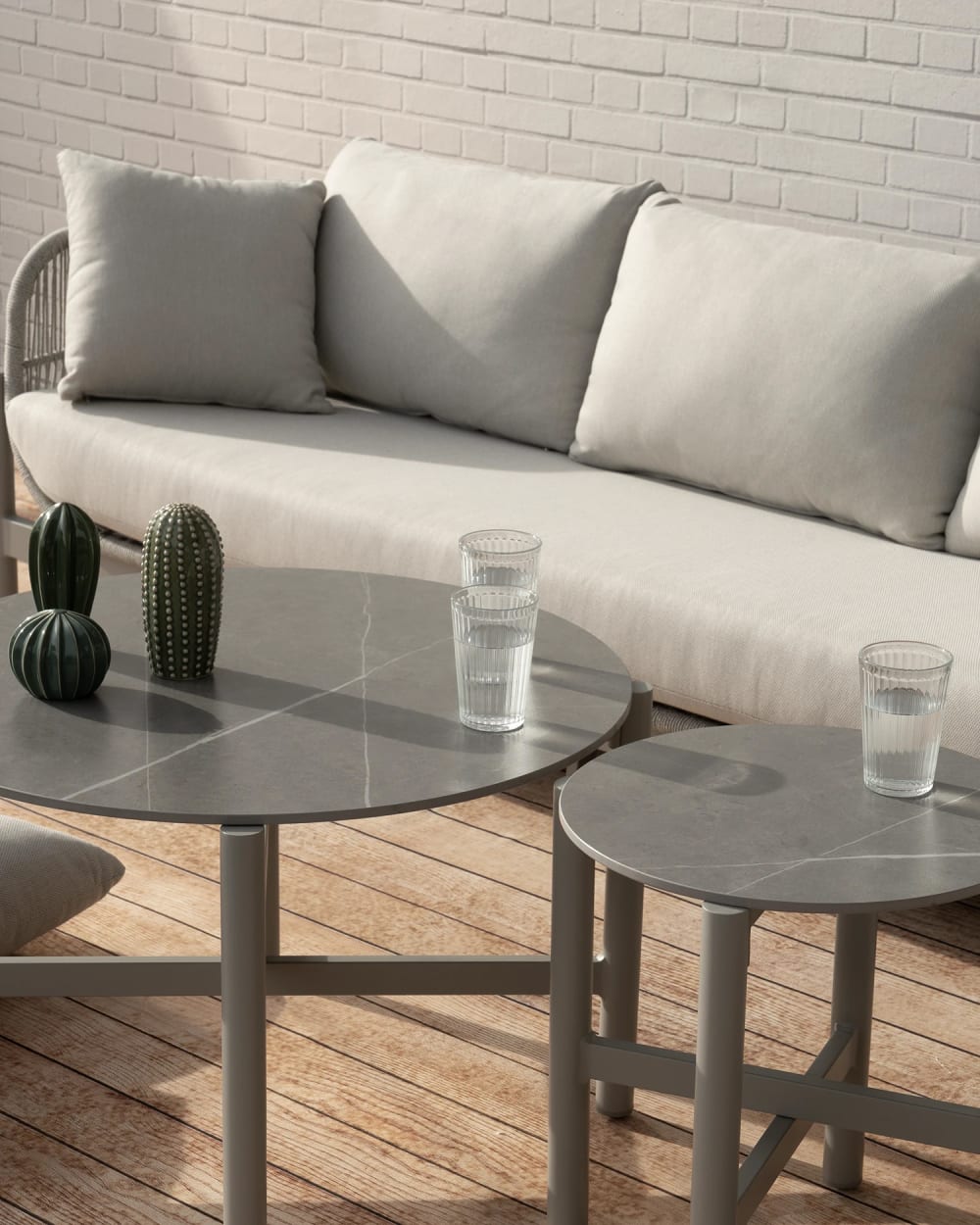 Table basse de jardin ronde imitation pierre D50cm