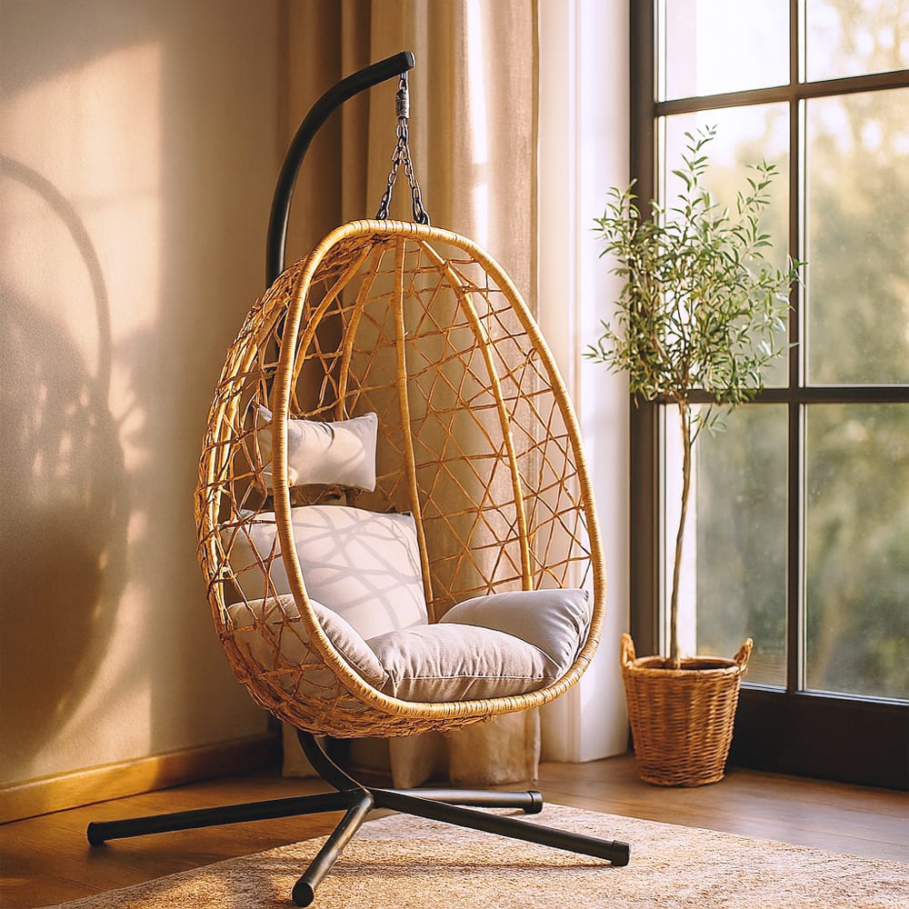 Fauteuil suspendu effet rotin