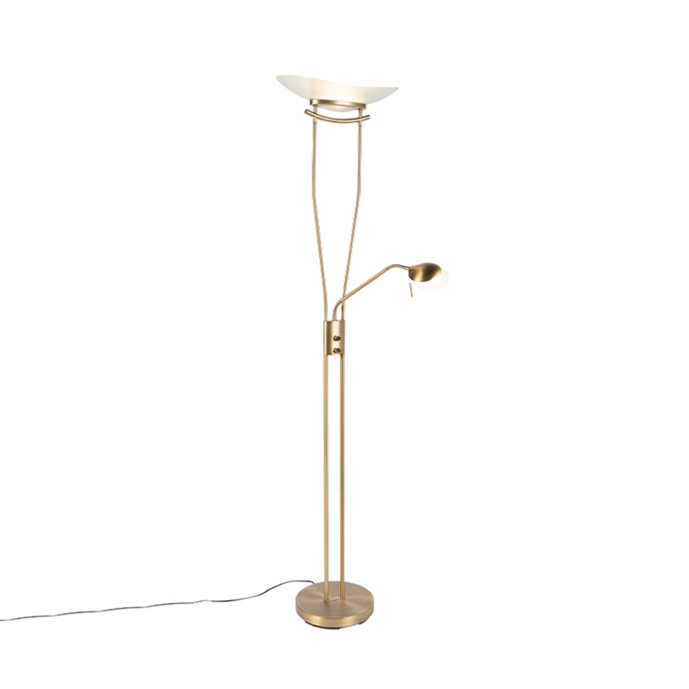 QAZQA Stehleuchte Bronze inkl. LED und Dimmer style modern Gold Metall