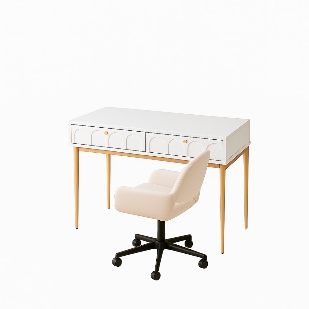 Coiffeuse moderne blanche avec chaise pivotante