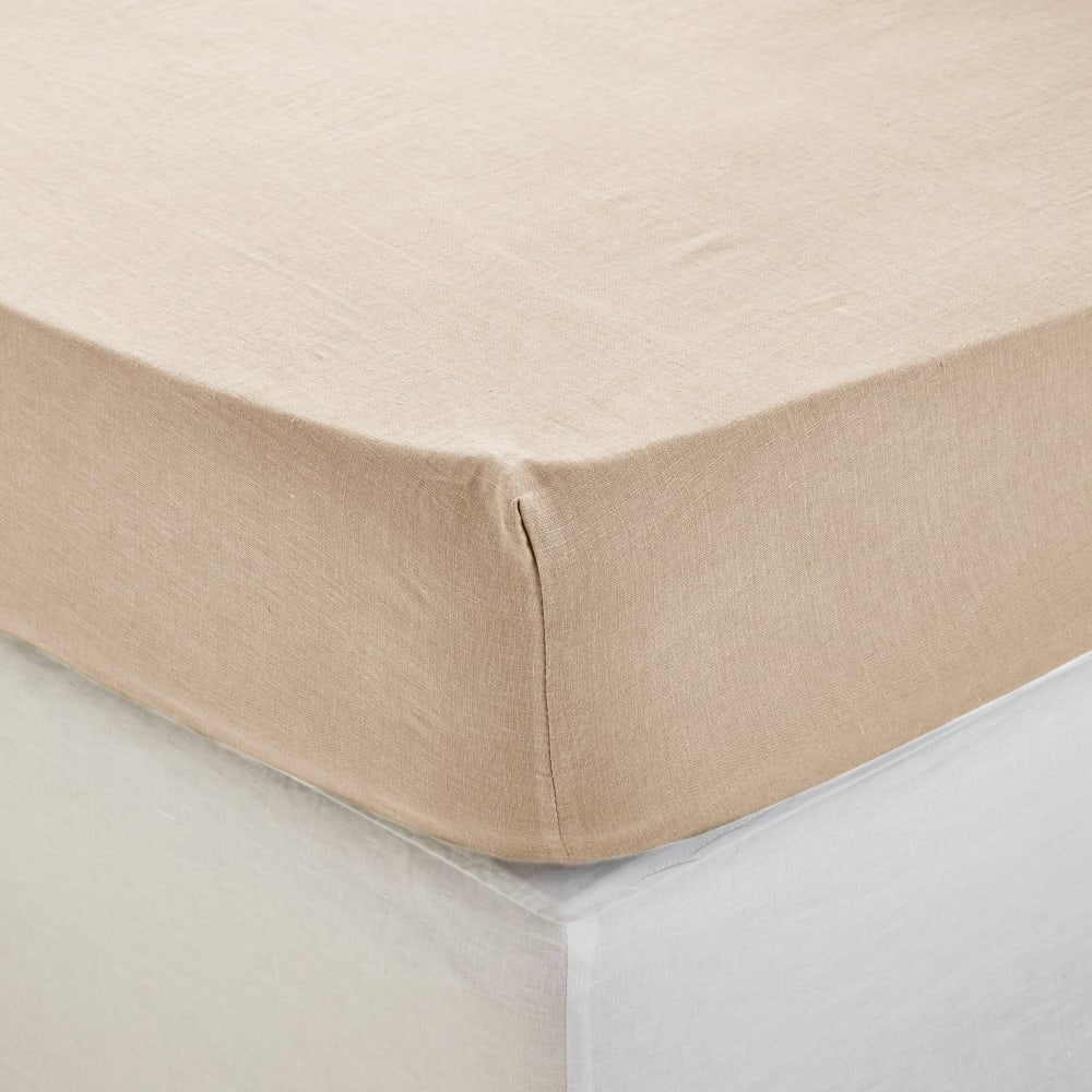 Drap housse en lin beige 160x200 cm Drap housse en lin beige 160x200 cm