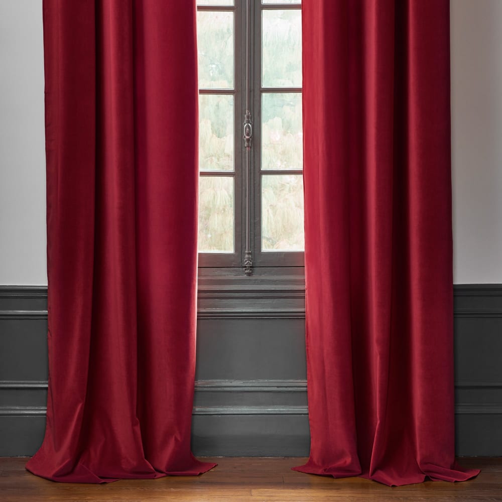 Rideau en polyester rouge 135x280 cm - Maisons du Monde