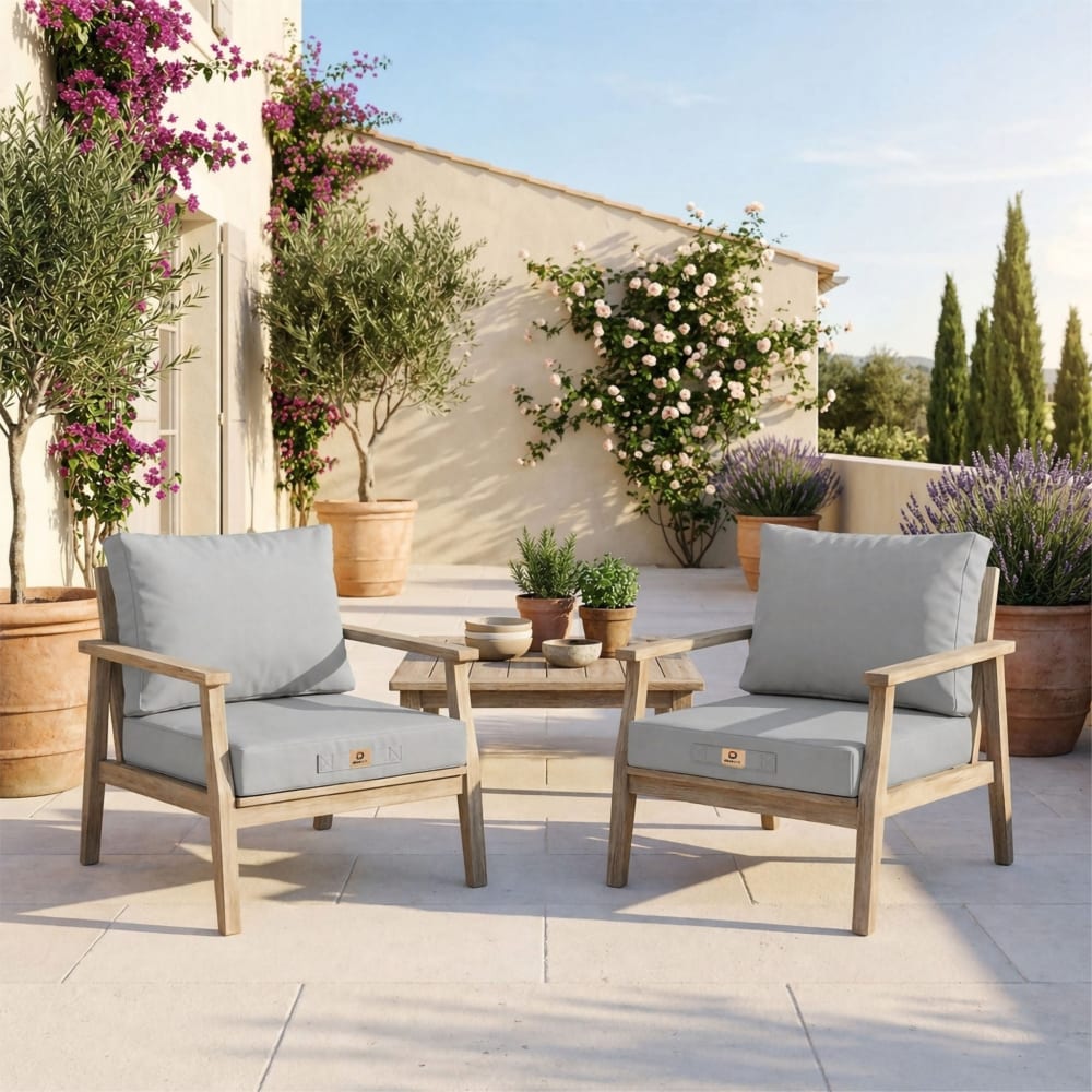 Coussins pour salon de jardin déhoussable 50x50cm gris galet - Maisons du Monde