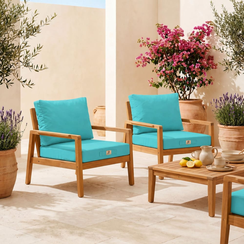 Coussins pour salon de jardin déhoussable 60x60cm bleu caraïbes - Maisons du Monde