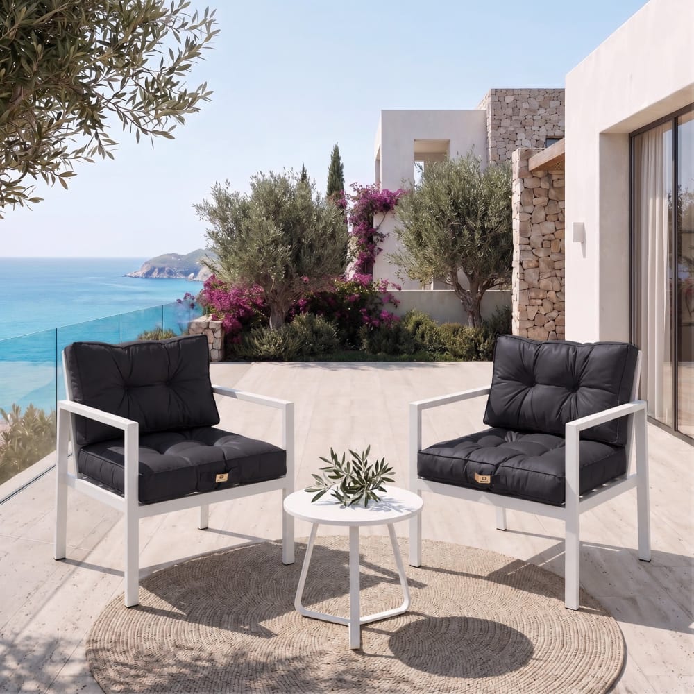 Coussins pour salon de jardin capitonné 50x50cm gris carbone - Maisons du Monde