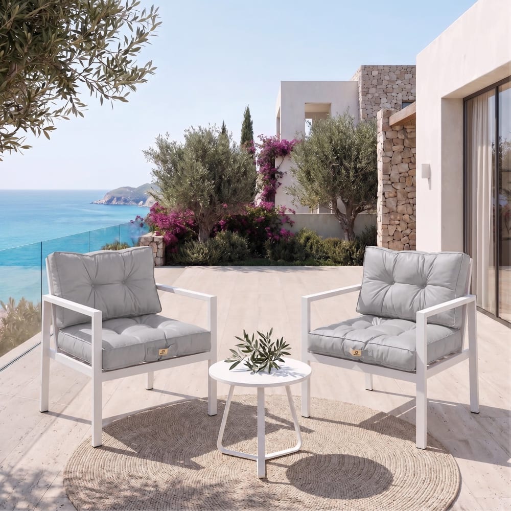 Coussins pour salon de jardin capitonné 60x60cm gris galet - Maisons du Monde