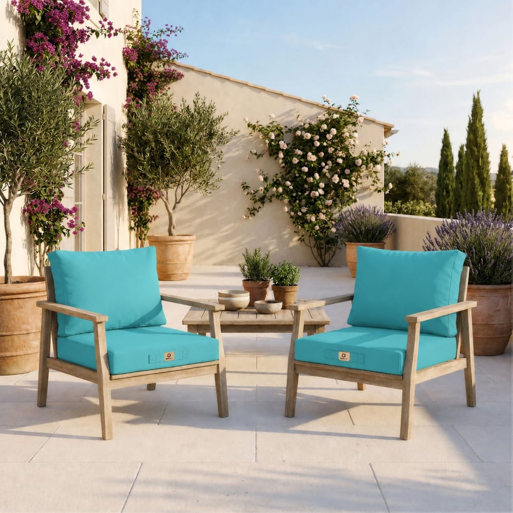 Deco Arts Kissen für Gartenlounge, abnehmbar, Karibikblau, 50x50cm style seaside Öko-Tex Zertifikat - Pes - Polyester