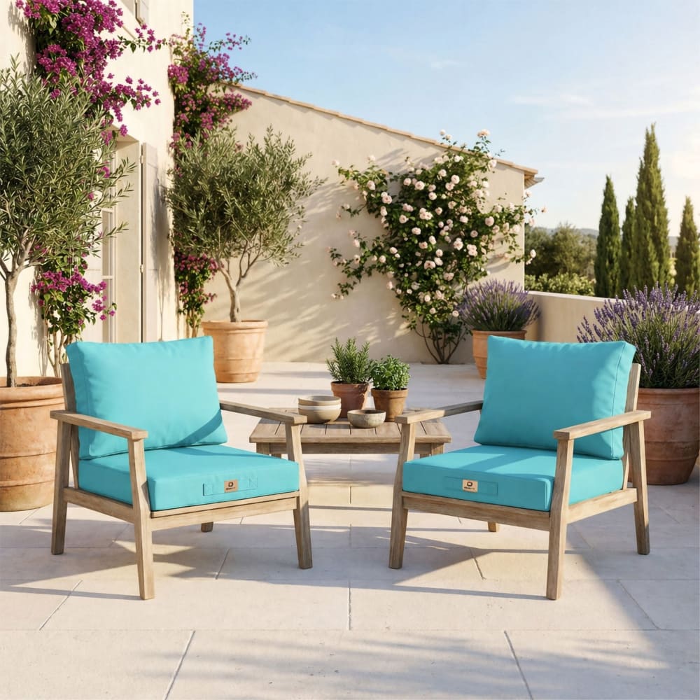Coussins pour salon de jardin déhoussable 50x50cm bleu caraïbes - Maisons du Monde