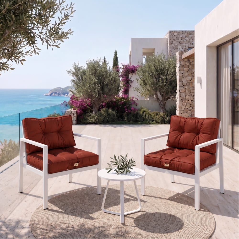 Coussins pour salon de jardin capitonné 50x50cm terracotta - Maisons du Monde