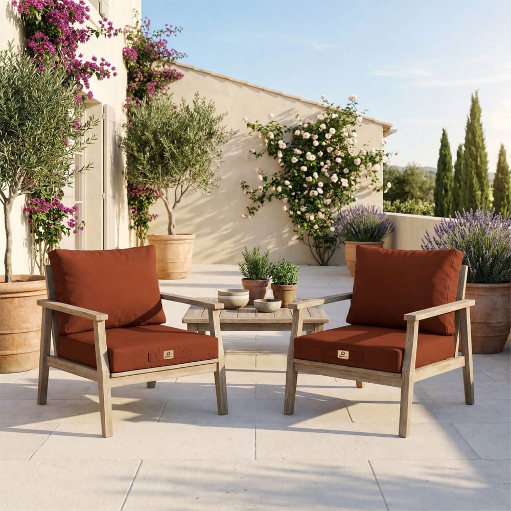 Coussins pour salon de jardin déhoussable 50x50cm terracotta - Maisons du Monde
