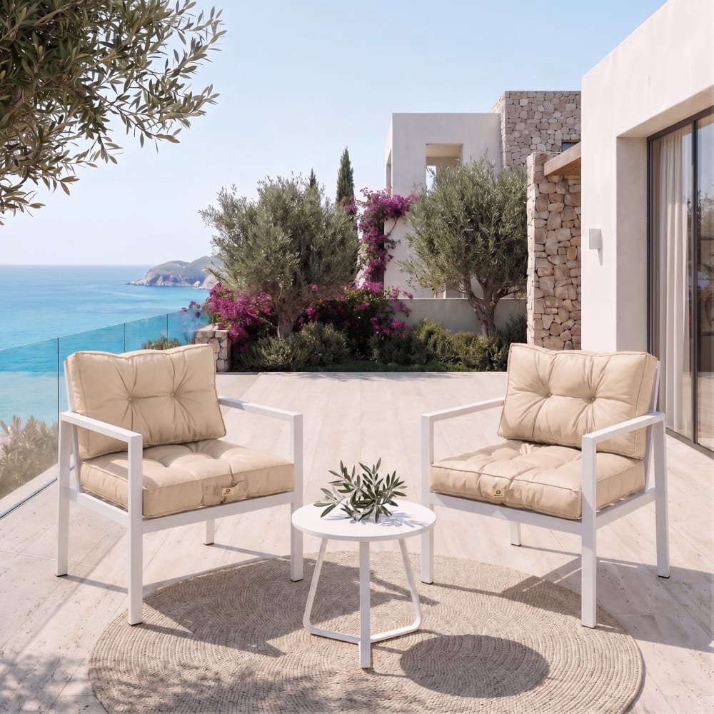 Coussins pour salon de jardin capitonné 50x50cm beige - Maisons du Monde