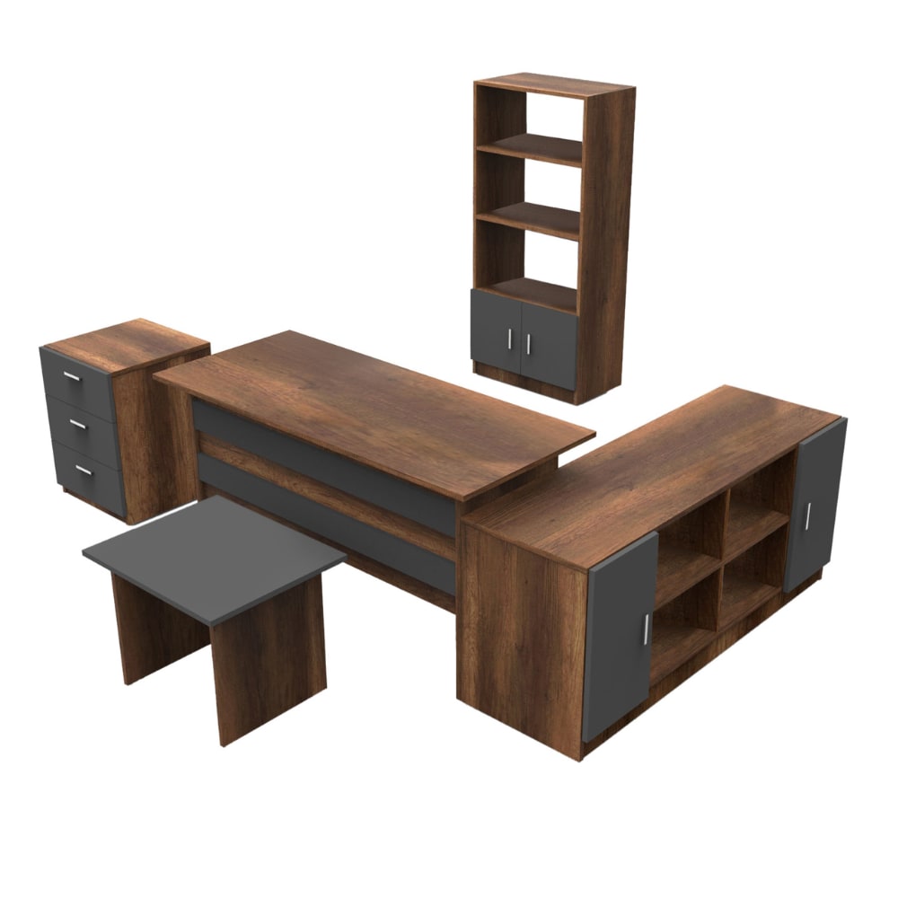 Concept Usine Ensemble de meubles bureau style contemporain Marron Panneau De Particules - 140x74x60cm