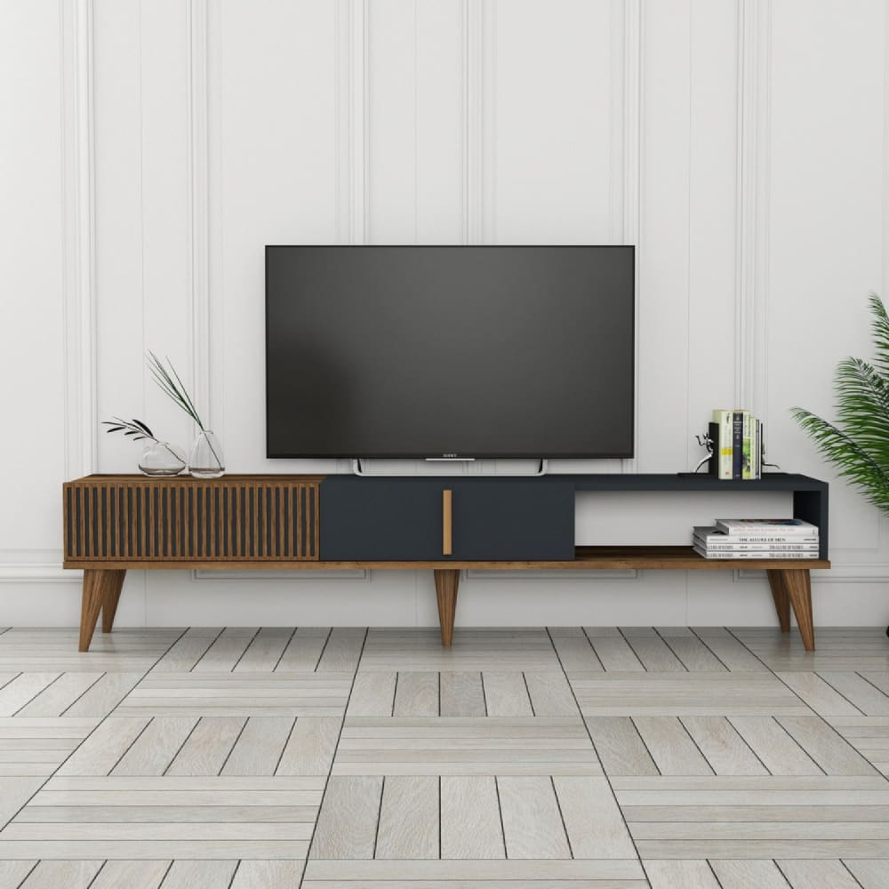 mueble para tv de diseno madera y antracita 180 cm