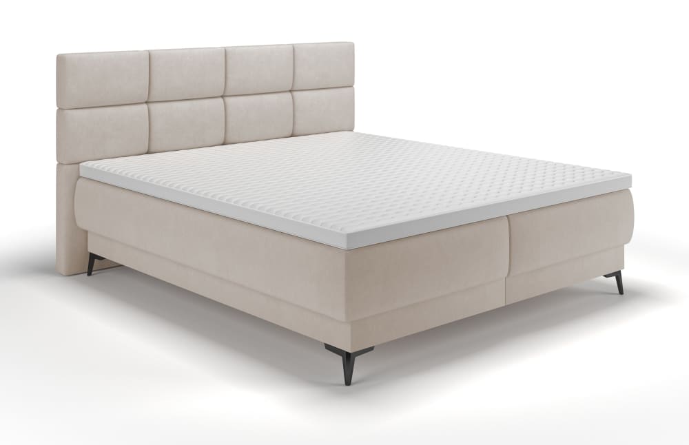 Lit continental 140x200 en velours beige