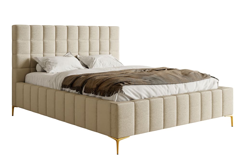 Selsey Bett mit Polsterrahmen in Beige, 160 cm style modern Beige Stoff