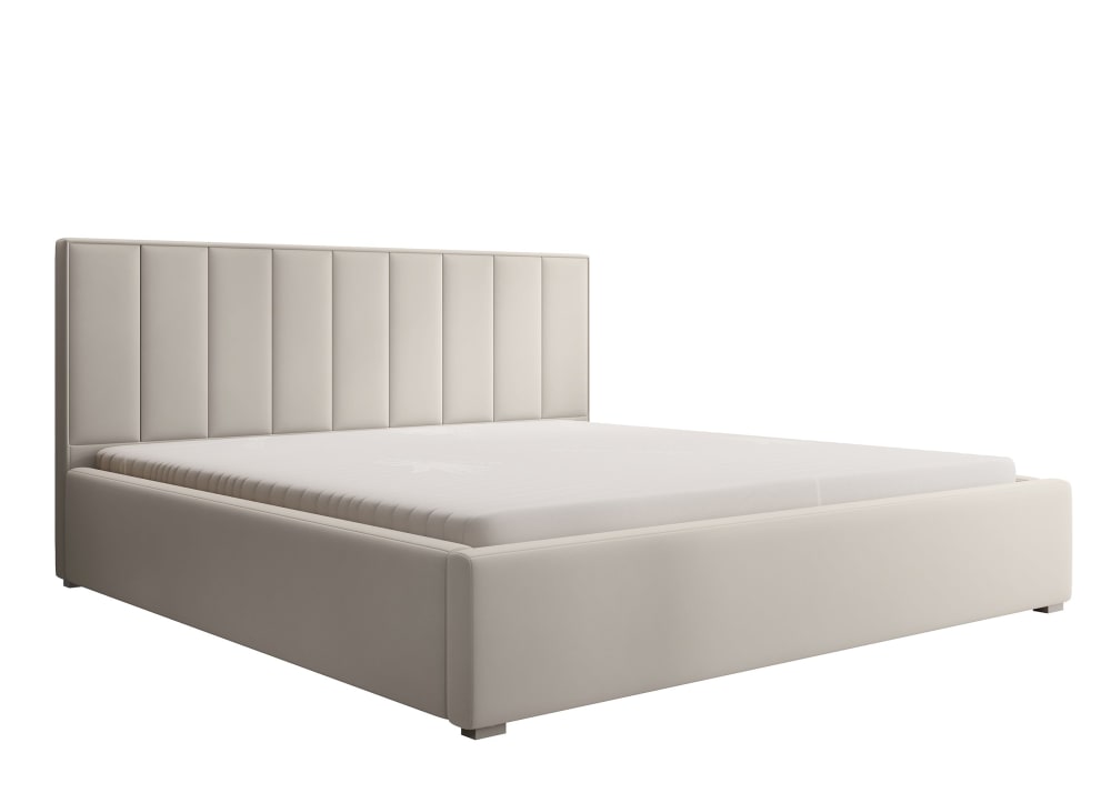 Selsey Bett mit Polsterrahmen und Bettkasten, Cremeweiß, 140 cm style modern - Stoff