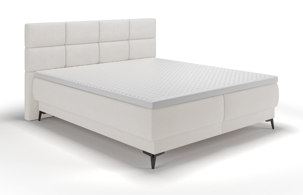 Lit continental 160x200 en velours crème