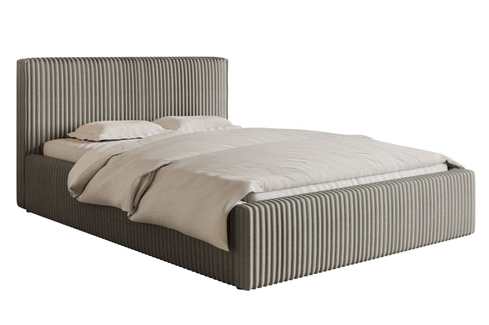 Selsey Bett mit Polsterrahmen, Cordbezug in Graubeige, 140 cm style modern Taupe Stoff