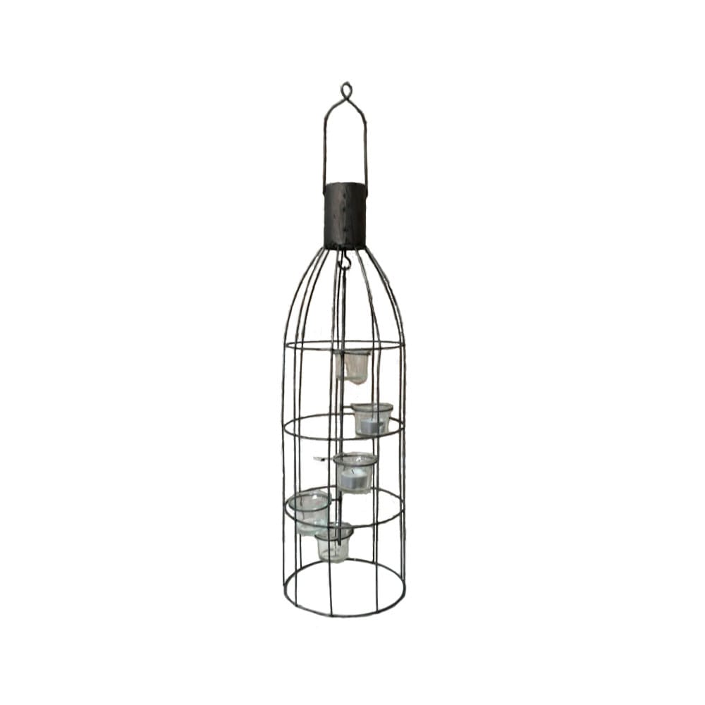 Lanterne extérieure jardin à poser bougie ancienne métal gris 60 cm