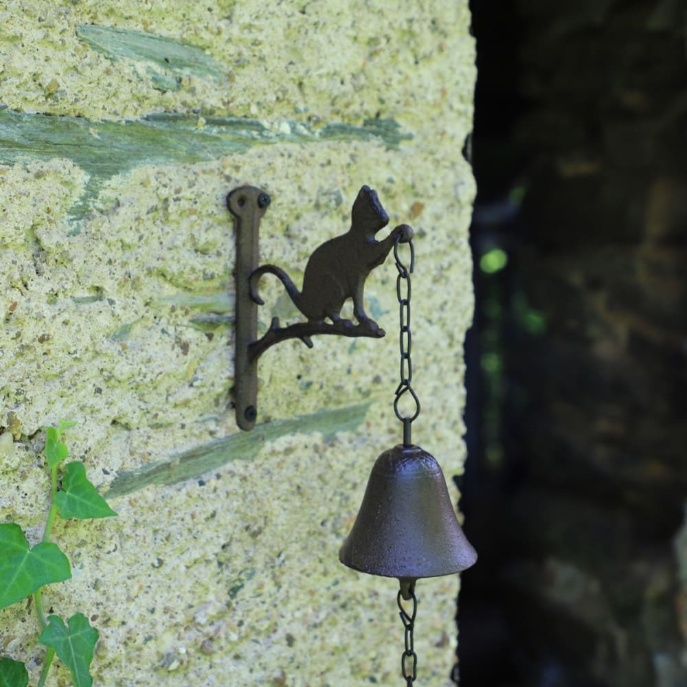 Cloche de jardin de porte ancienne chat en fonte marron 16 x 23 cm - Maisons du Monde