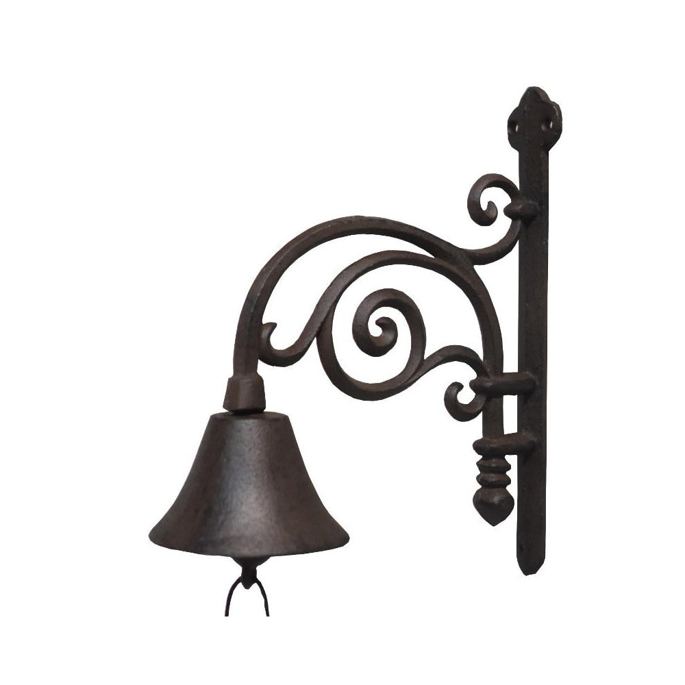 Cloche de jardin de porte ancienne en fonte marron 27 x 20.5 cm