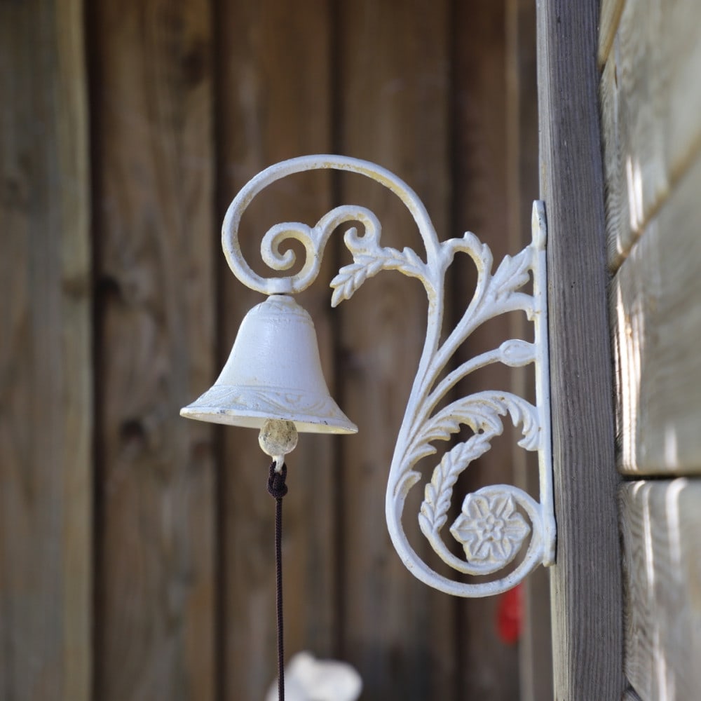 Cloche de jardin de porte ancienne en fonte blanche 23 x 19.5 cm — vue 3