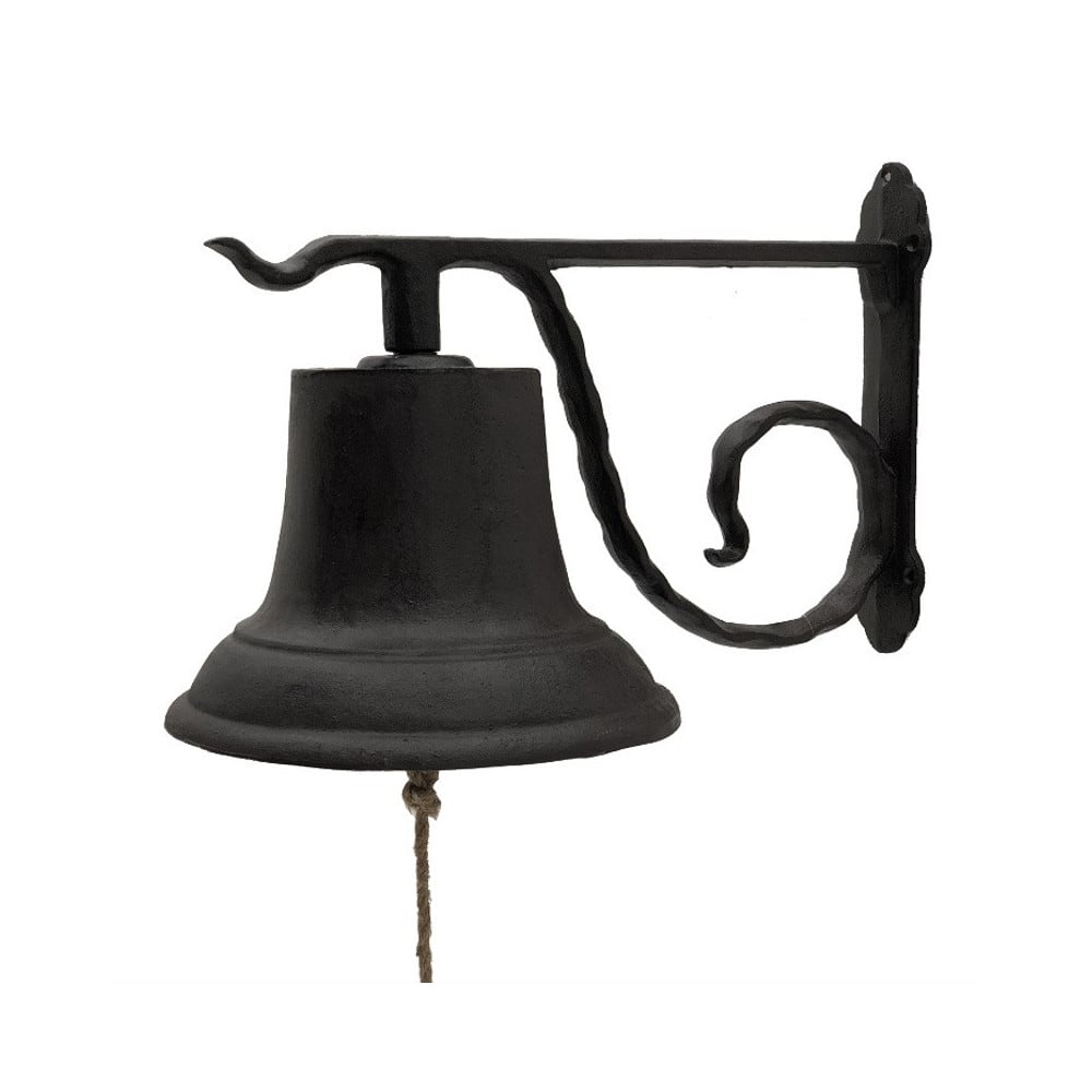 Cloche de jardin de porte ancienne murale fonte marron 33 x 20 x 20 cm