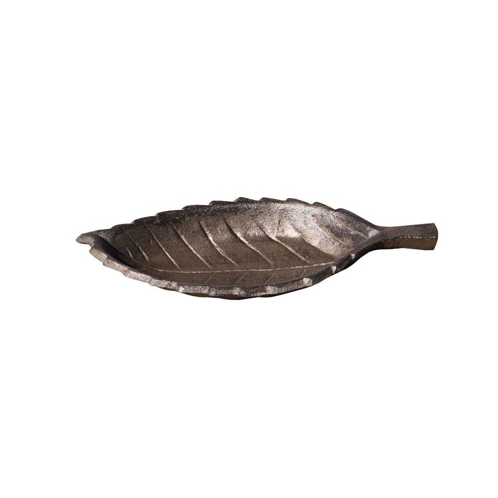 Mangeoire à oiseaux feuille abreuvoir jardin en fonte marron 26cm
