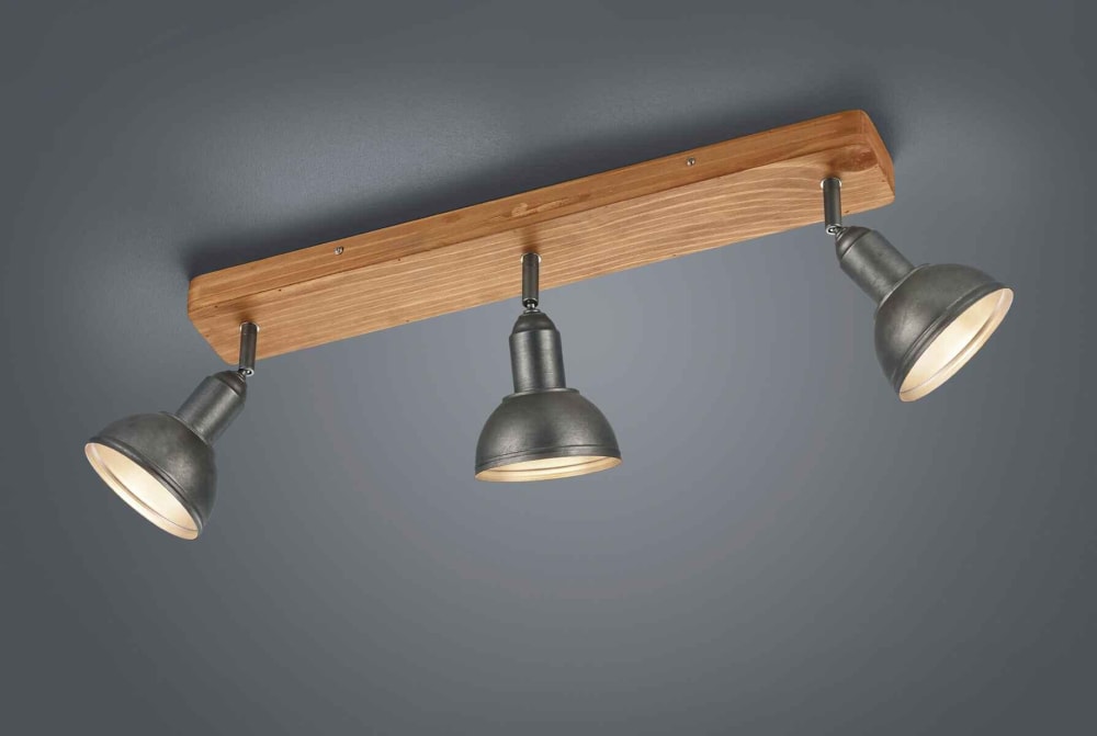 Plafonnier/applique 3xe14 nickel antique et bois clair — vue 3