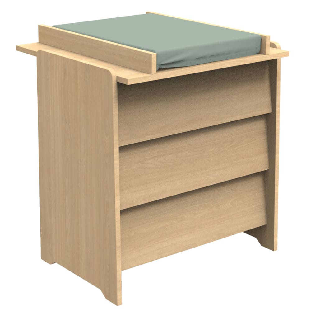 Commode 3 tiroirs façades inclinées en bois décor chêne miel - Maisons du Monde