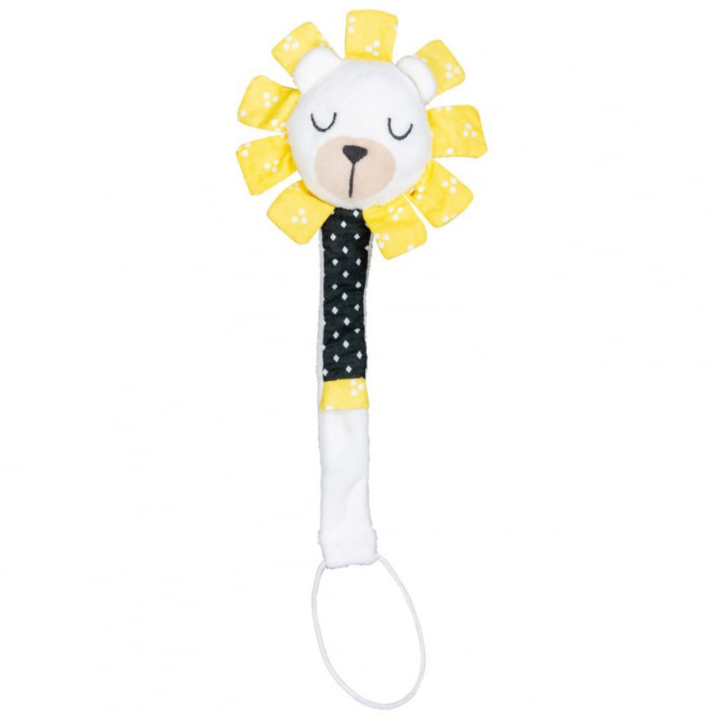 Sauthon Attache sucette Pluche et Pompon Jaune Coton - 21x11x4cm